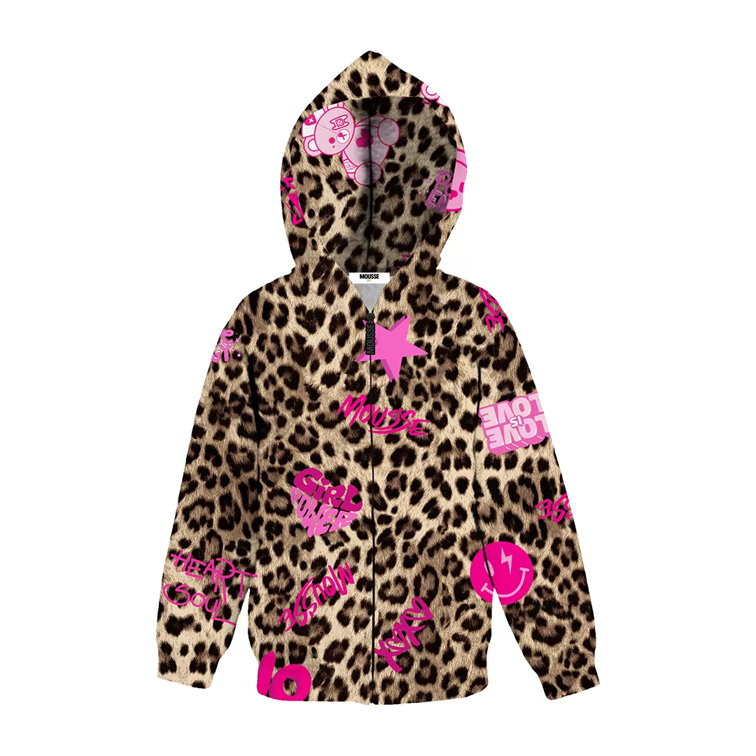 Felpa zip leo glam 