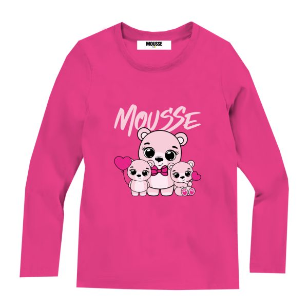 T-shirt manica lunga bear in love fuxia
